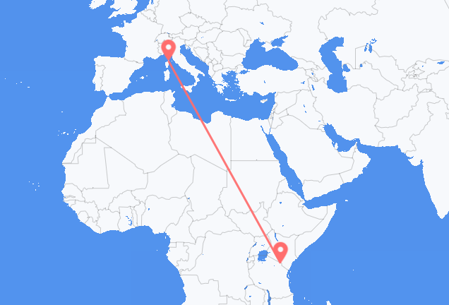 Vluchten van Kilimanjaro naar Bastia, Vercelli