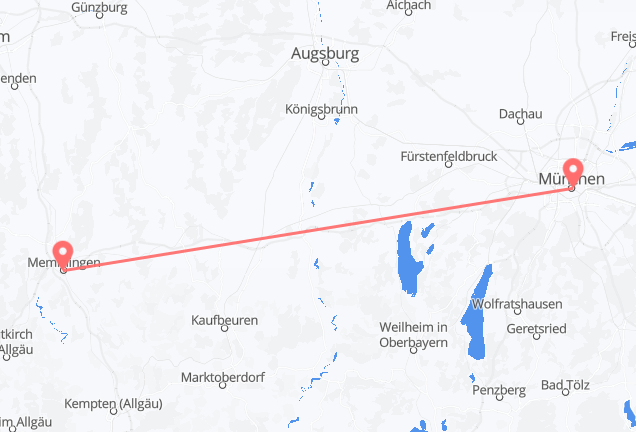 Flyreiser fra München, Tyskland til Memmingen, Tyskland