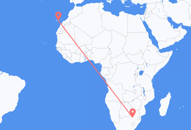 Vluchten van Johannesburg naar Las Palmas