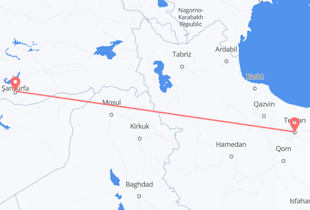 Flyreiser fra Teheran, til Sanliurfa