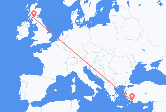 Vluchten van Glasgow naar Dalaman