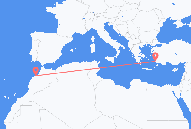 Flyreiser fra Casablanca, til Bodrum