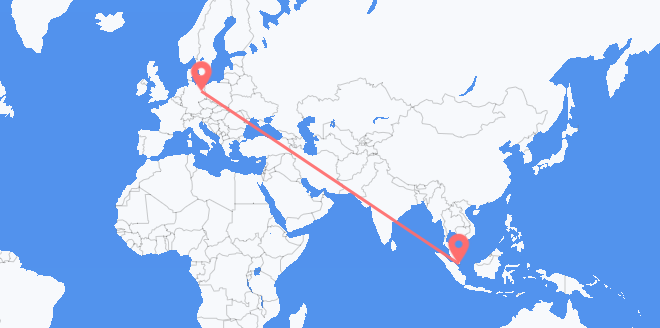 Vluchten van Singapore naar Duitsland