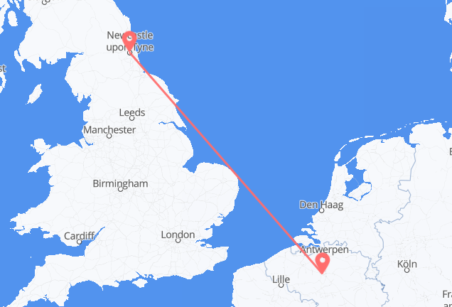 Vluchten van Newcastle upon Tyne naar Brussel