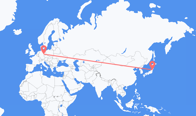 Vluchten van Sendai naar Leipzig