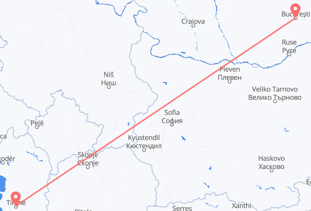 부카레스트 출발, 티라나 도착 항공편
