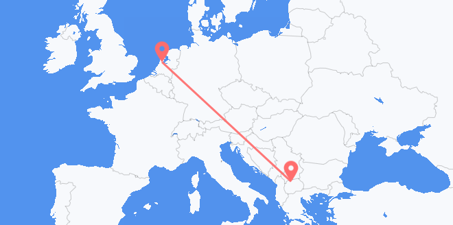 北マケドニア出身オランダへのフライト