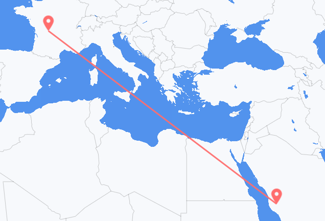 Flyrejser fra Ta if, Saudi-Arabien til Limoges, Frankrig