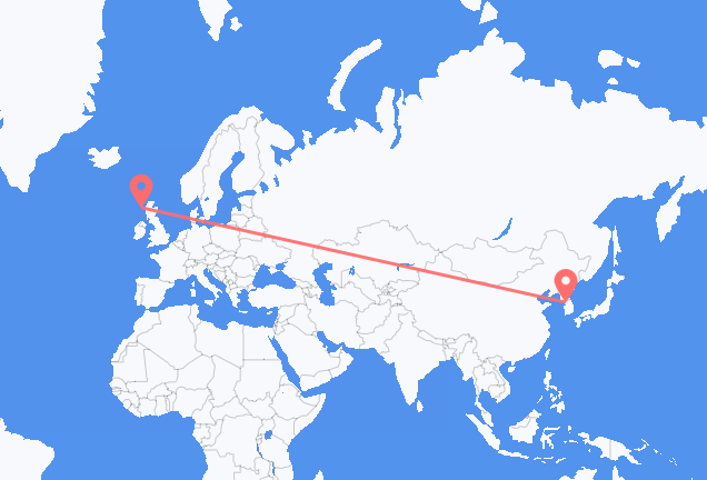 Vluchten van Seoel, Zuid-Korea naar Benbecula, Schotland