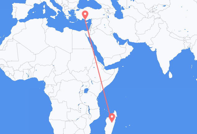 Flyrejser fra Antananarivo til Gazipaşa