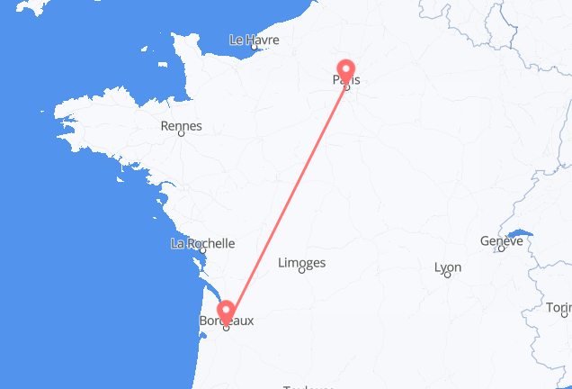 Flyg från Paris, Frankrike till Bordeaux, Frankrike