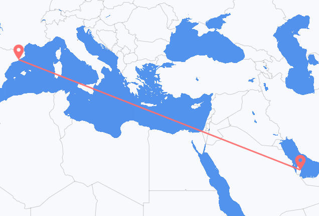 Flyreiser fra Doha, til Barcelona