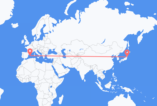 Flyrejser fra Sendai til Palma