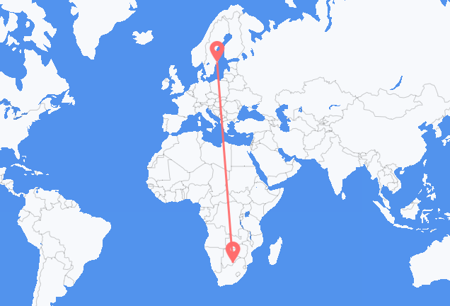 Vluchten van Gaborone naar Stockholm