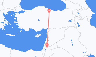 Vluchten van Amman, Jordanië naar Tokat, Turkije