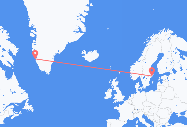 Vluchten van Nuuk naar Stockholm