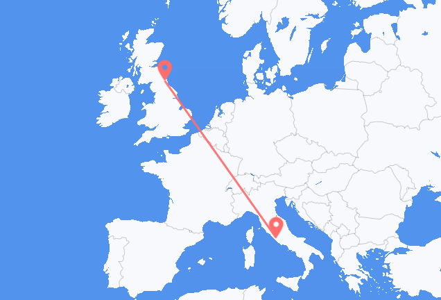 Vluchten van Newcastle upon Tyne naar Rome