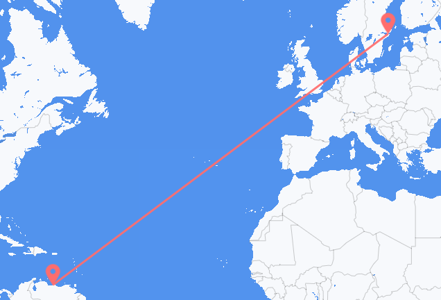 Vluchten van Caracas naar Stockholm