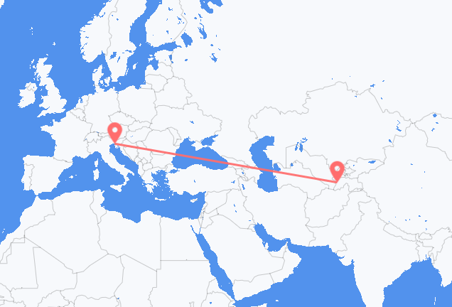 Flyrejser fra Dusjanbe til Trieste