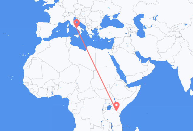 Vluchten van Kilimanjaro naar Napels