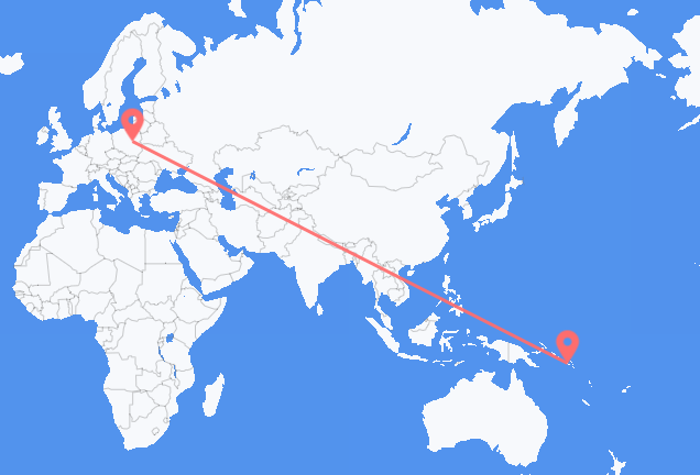 Flyrejser fra Honiara til Warszawa