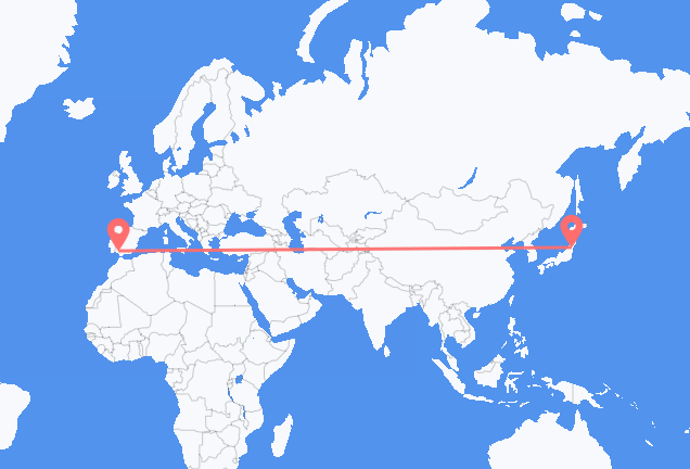 Flyrejser fra Sendai til Sevilla