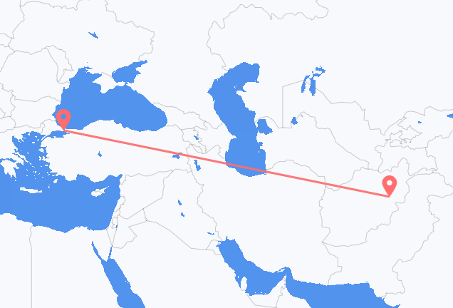 Flüge von Kabul, nach Istanbul