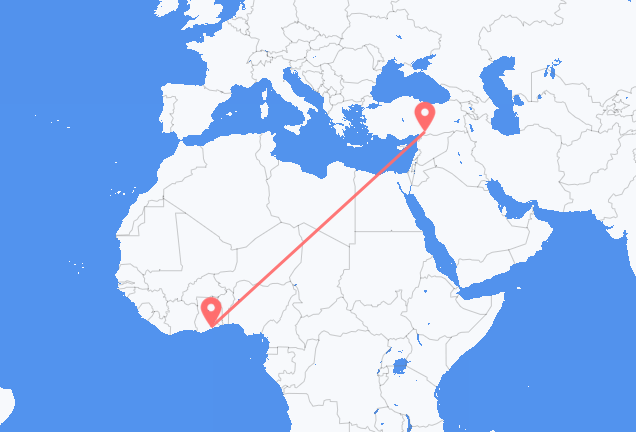 Flyg från Accra till Gaziantep