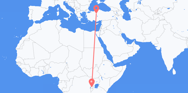 Flyg från Rwanda till Turkiet