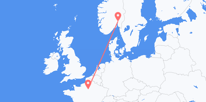 Voos de França para a Noruega