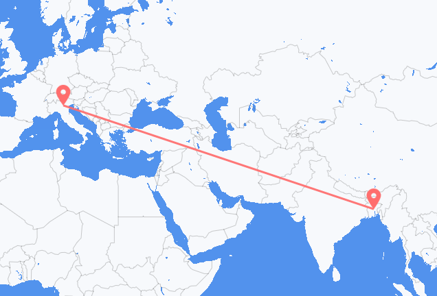 Flyrejser fra Dhaka til Verona