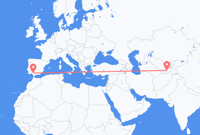 Flug frá Dushanbe til Sevilla