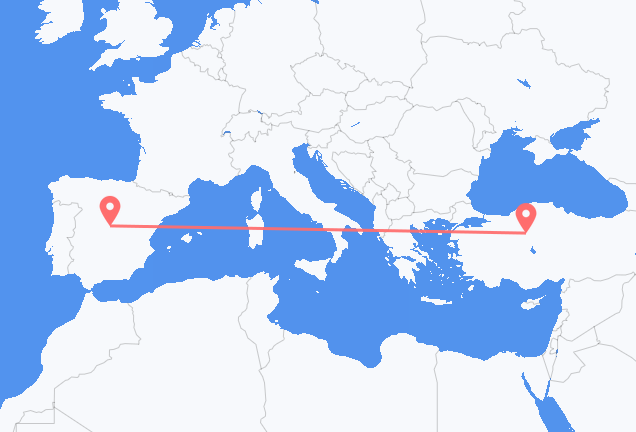 Vluchten van Ankara naar Madrid