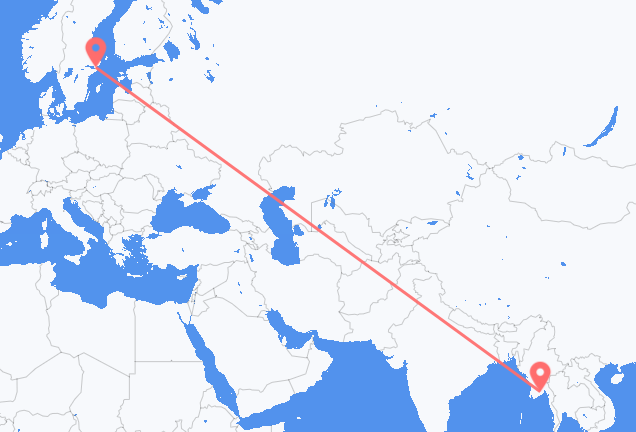 Flyreiser fra Yangon, til Stockholm