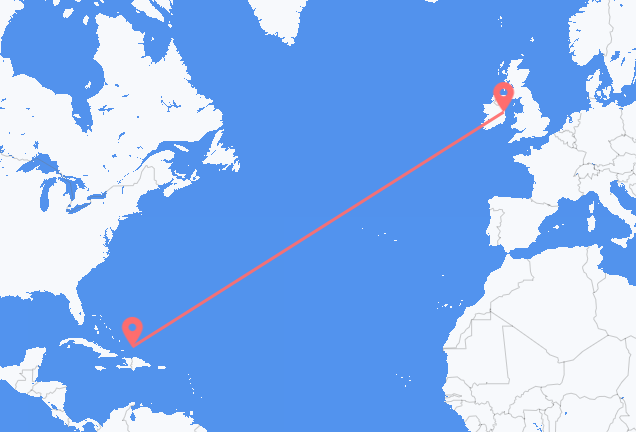 Vluchten van South Caicos naar Dublin