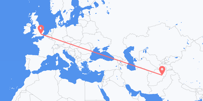 Flüge von Afghanistan nach das Vereinigte Königreich