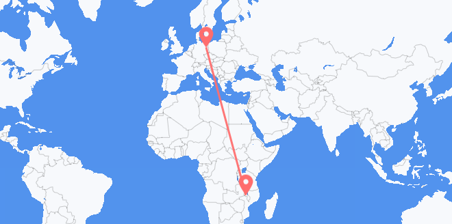 Flyreiser fra Malawi til Tyskland