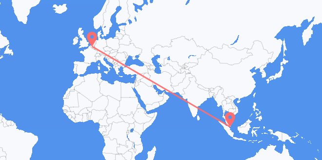 Vluchten van Singapore naar België