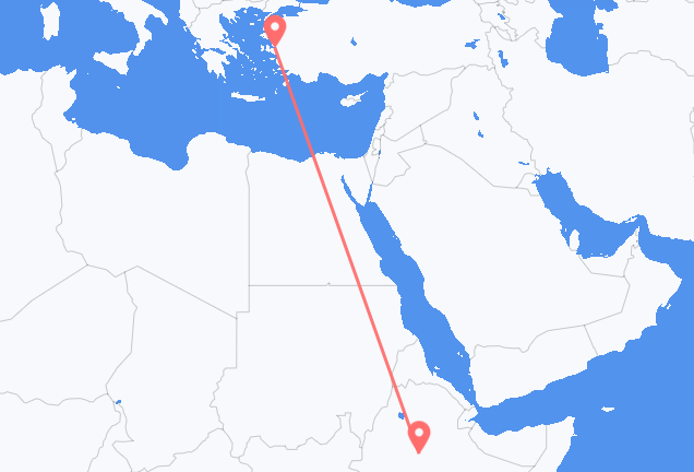 Vluchten van Addis Abeba naar Izmir