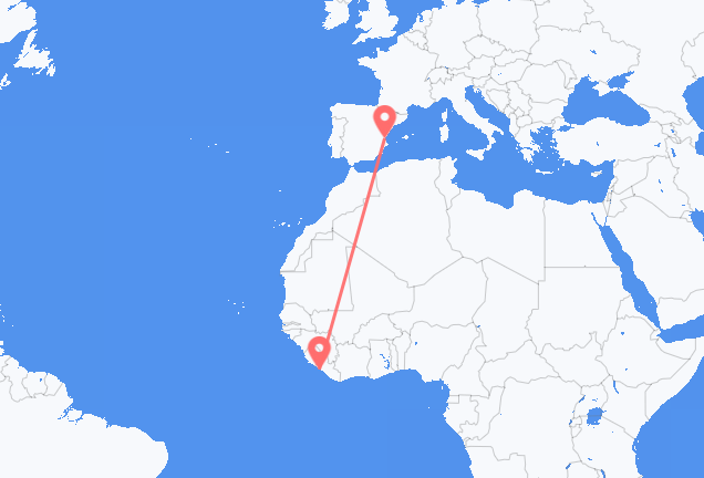 Flyrejser fra Monrovia til Valencia