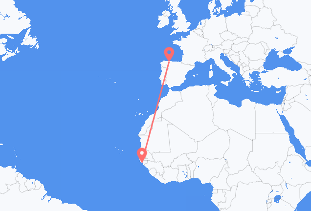 Vluchten van Bissau naar Santiago del Monte