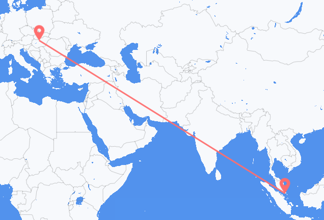 Vluchten van Singapore naar Boedapest