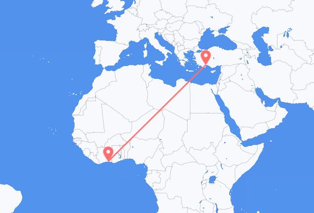Vols d’Abidjan pour Antalya