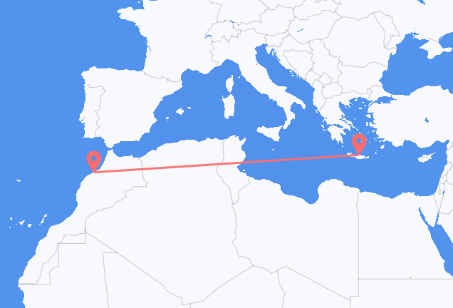 Flyreiser fra Casablanca, til Iraklio