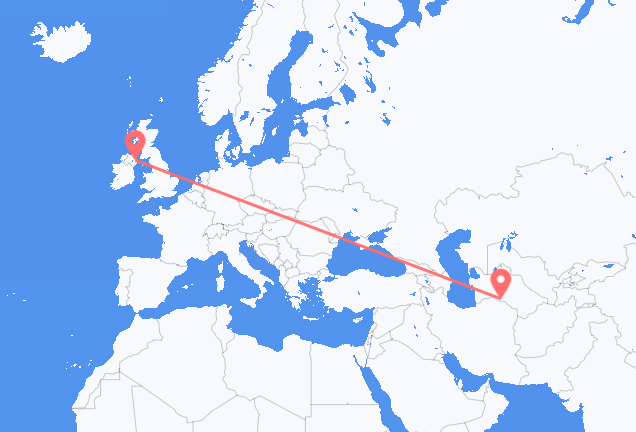 Flyrejser fra Asjkhabad til Belfast