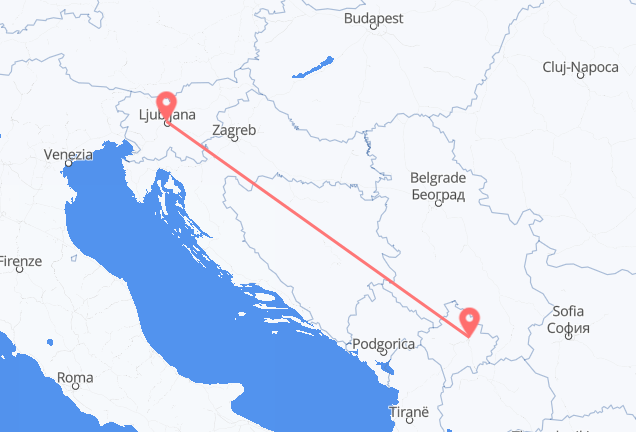 Flyg från Ljubljana till Pristina