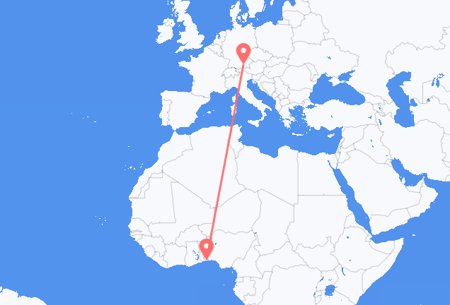 Flyrejser fra Cotonou til München