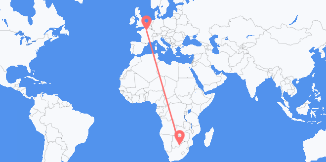 Vluchten van Botswana naar Frankrijk