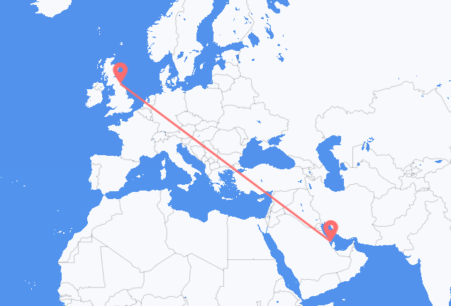 Vluchten van Bahrain Island naar Newcastle upon Tyne