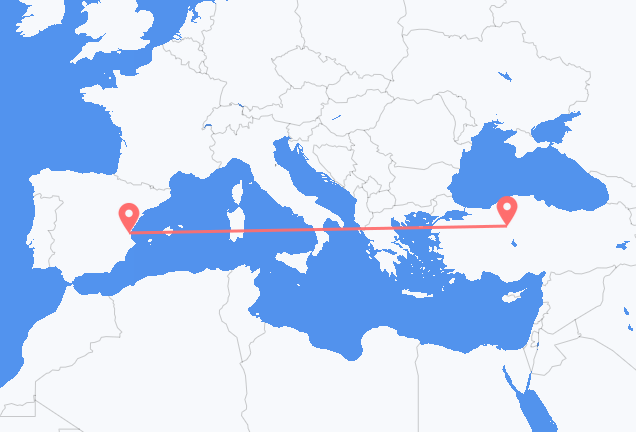 Vluchten van Ankara naar Valencia